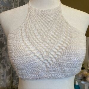 Chic White Crochet Halter Crop Top